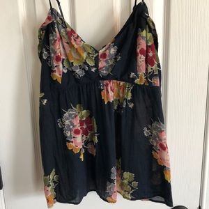 Navy floral spaghetti strap tank